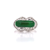 Double Circle Jade Diamond Ring