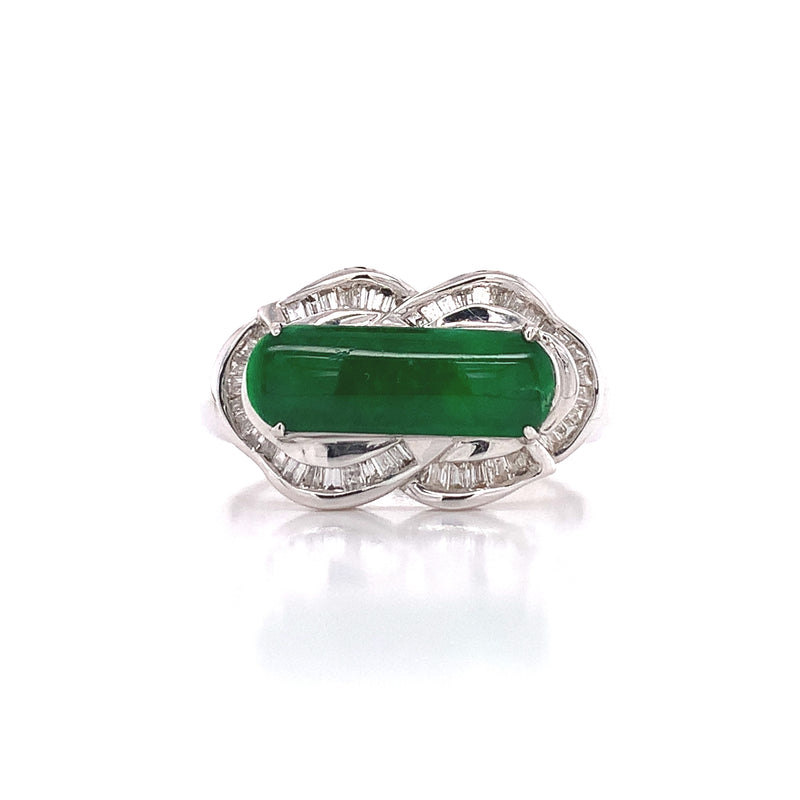 Double Circle Jade Diamond Ring