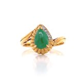 Pear Halo Jade Diamond Ring