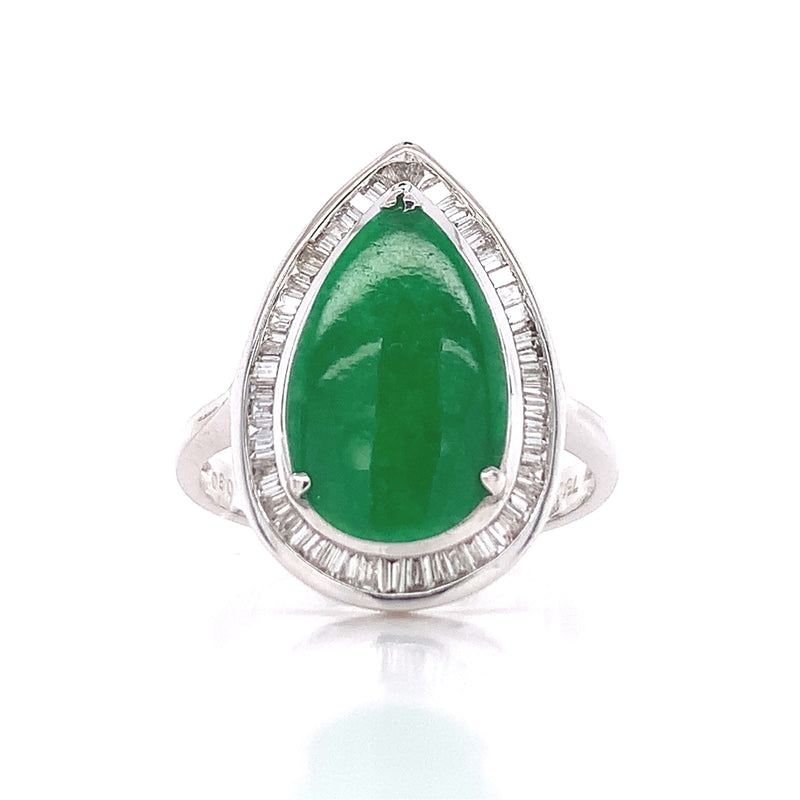 Pear Shape Jade Diamond Ring
