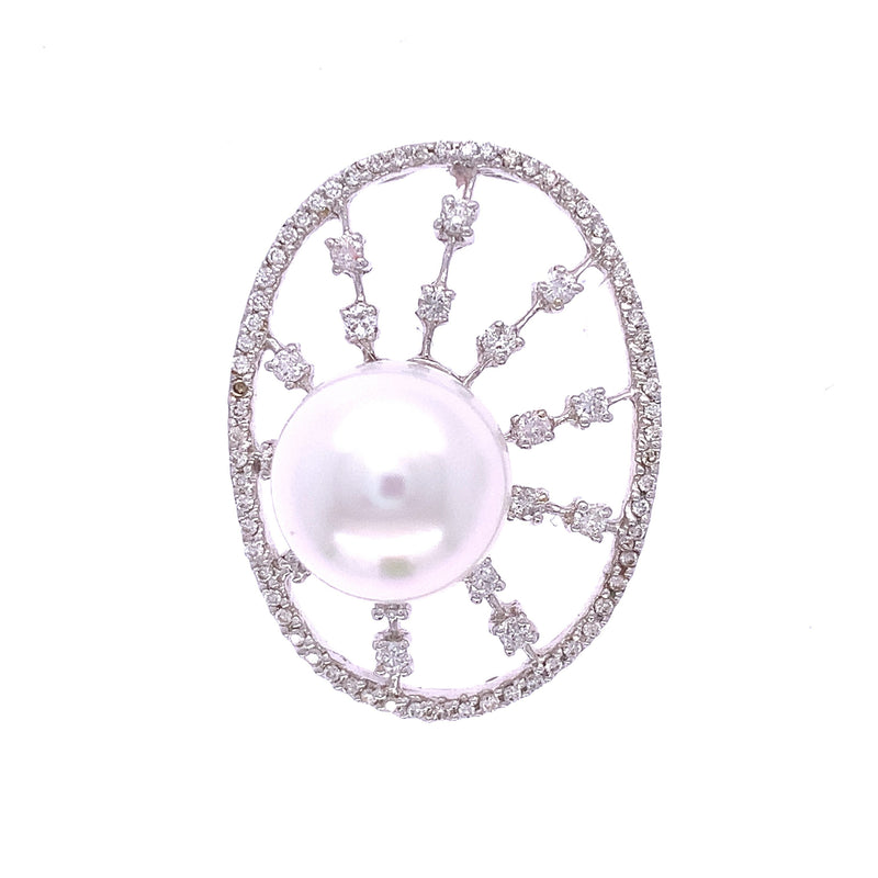 Diamond Wheel Pearl Pendant