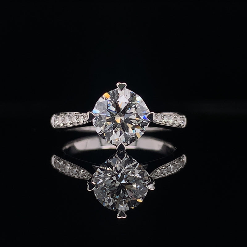 Heart Shape Prong Side Diamond Engagement Ring