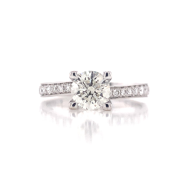 Four Prong Curved Round Cut Diamond Engagement Ring