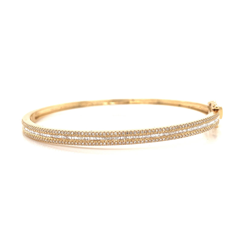 Yellow Triple Linear Diamond Bangle 