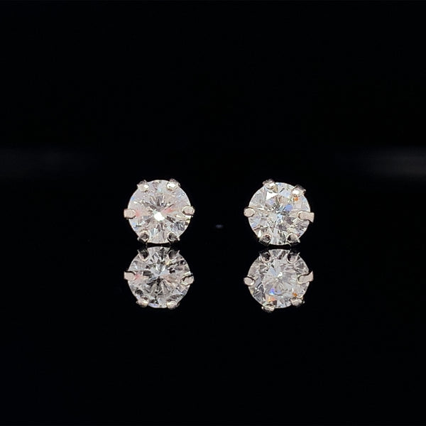 Six Prong Diamond Stud Earrings