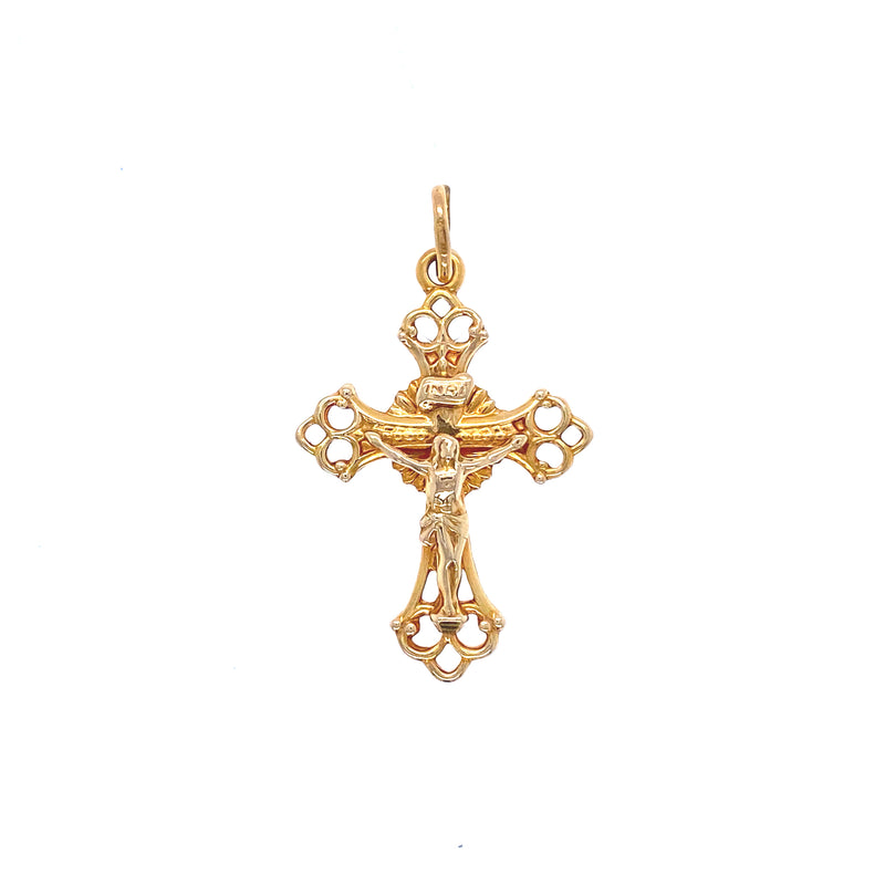 9k yellow gold diamond cross pendant