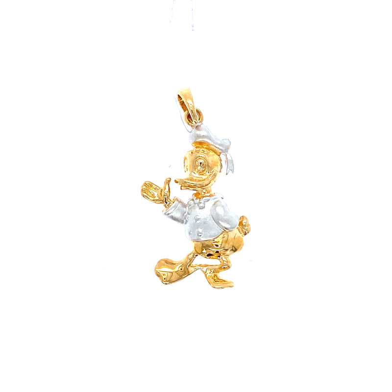 18k white and yellow gold Donald duck pendant
