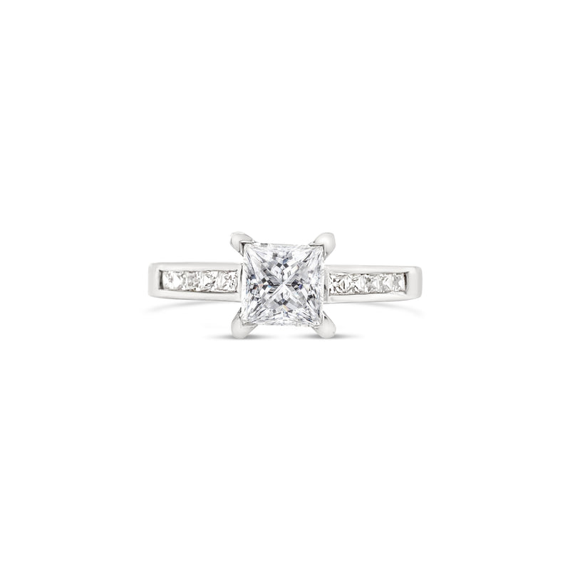 Princess cut channel setting engagement ring