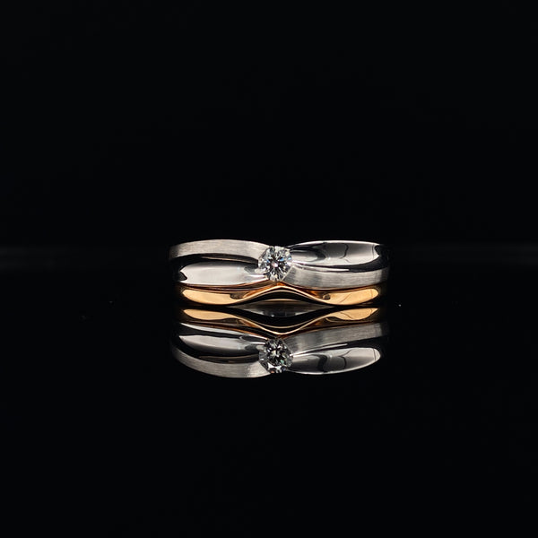 18k white and rose gold diamond ring set