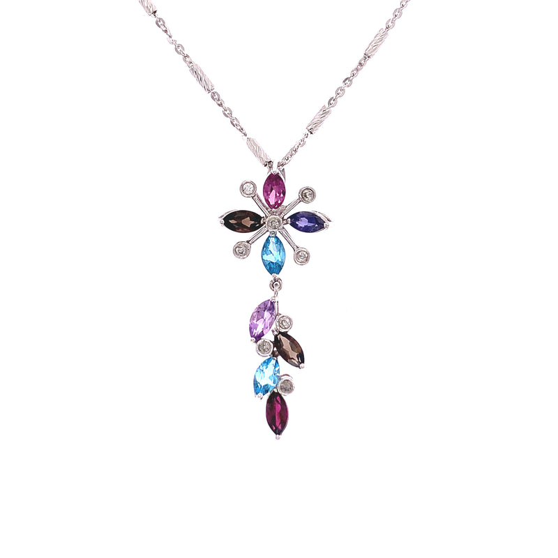 Aurora Gemstone Pendant - pendant with blue, purple and red gemstones