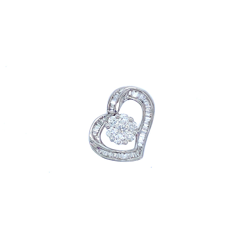 18k white gold heart diamond pendant
