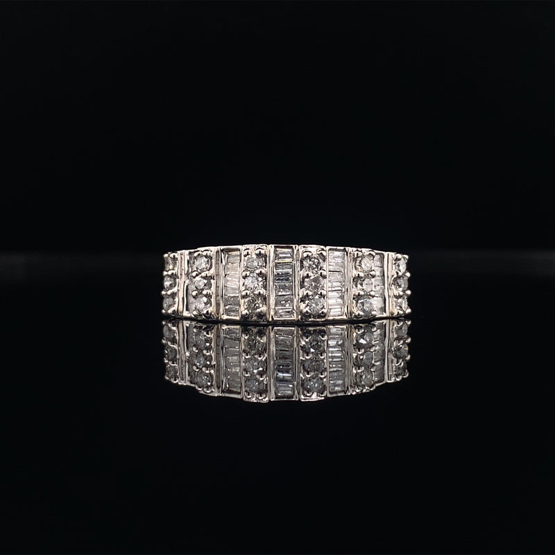emerald and round cut diamonds dress ring