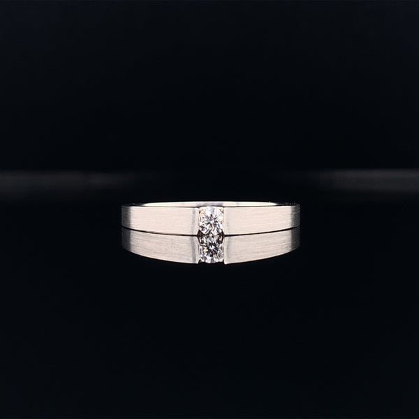 floating diamond satin finish wedding ring