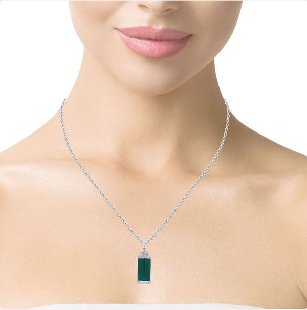 Rectangular Jade And Diamond Pendant