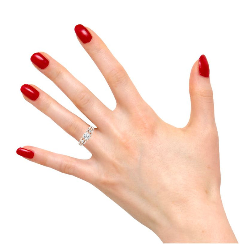 Rose Gold Split Shank Cushion Cut Diamond Engagement Ring