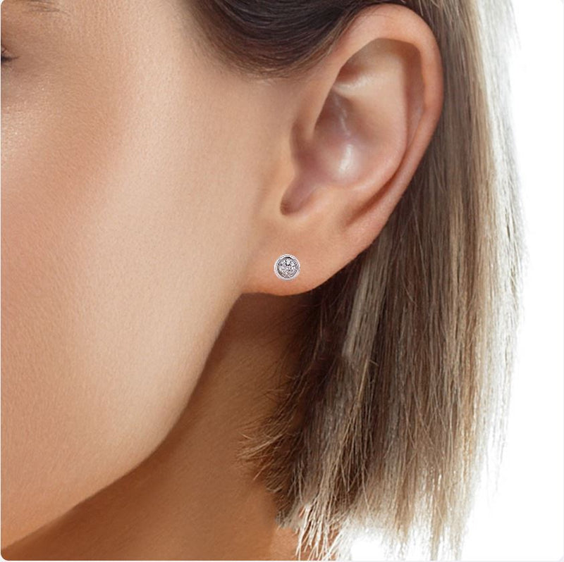 White Gold Bezel Diamond Earring Studs Large