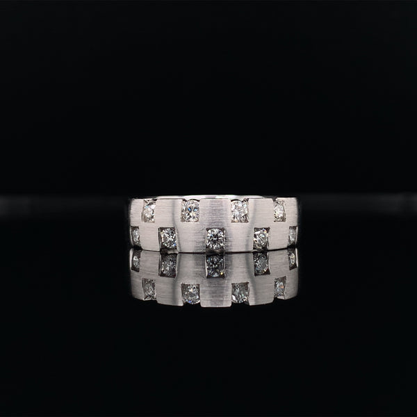 checkered diamonds modern wedding band