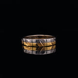 White and yellow gold ring with etchings