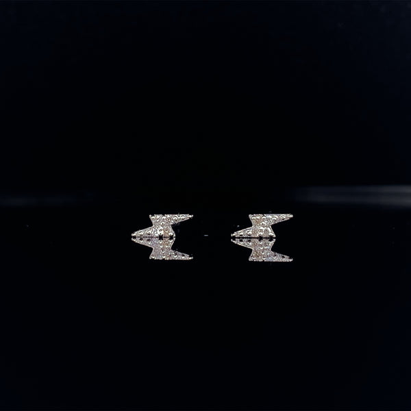18k white gold diamond lightning earrings
