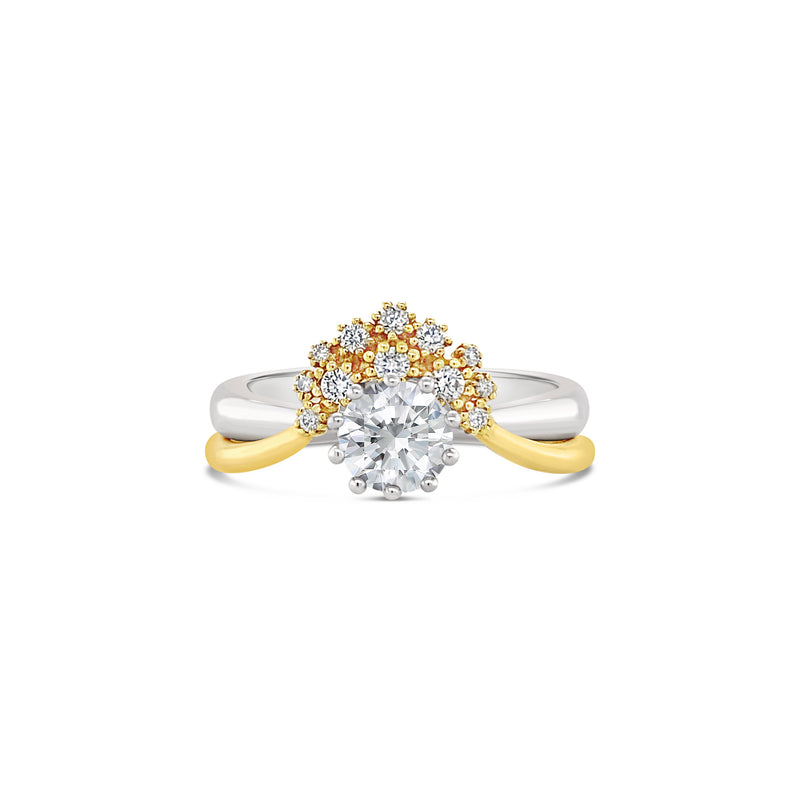 white and yellow gold crown ring set