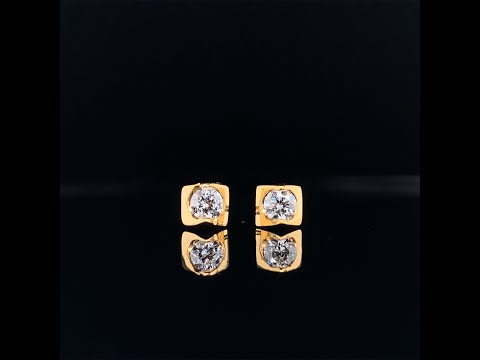18k yellow gold diamond bezel setting stud earrings video