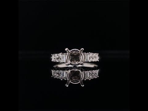white gold diamond ring with baguette and round brilliant diamonds video