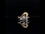 yellow and white gold dazzling heart diamond ring