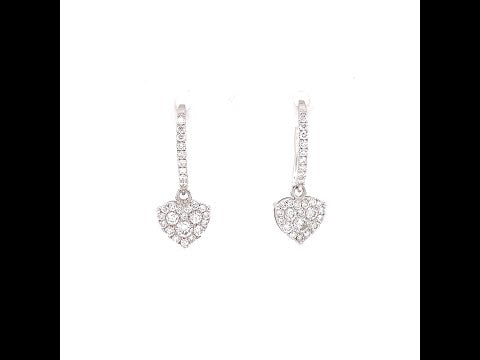 Dangling Diamond Heart Earrings