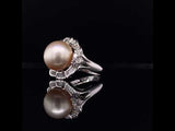 Diamond Petal Pearl Ring