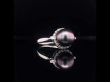 Tapered Diamond Pearl Ring