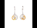 Rose And White Gold Diamond Twist Dangling Earrings