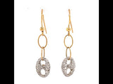 White And Yellow gold Twisted Nest Dangling Earrings