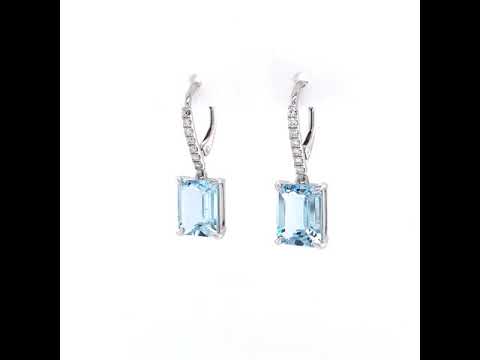 emerald cut aquamarine earrings