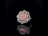 pink quartz diamond ring