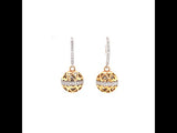 Rose And White Gold Diamond Globe Dangling Earrings