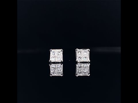 18k white gold princess cut diamond stud earrings video