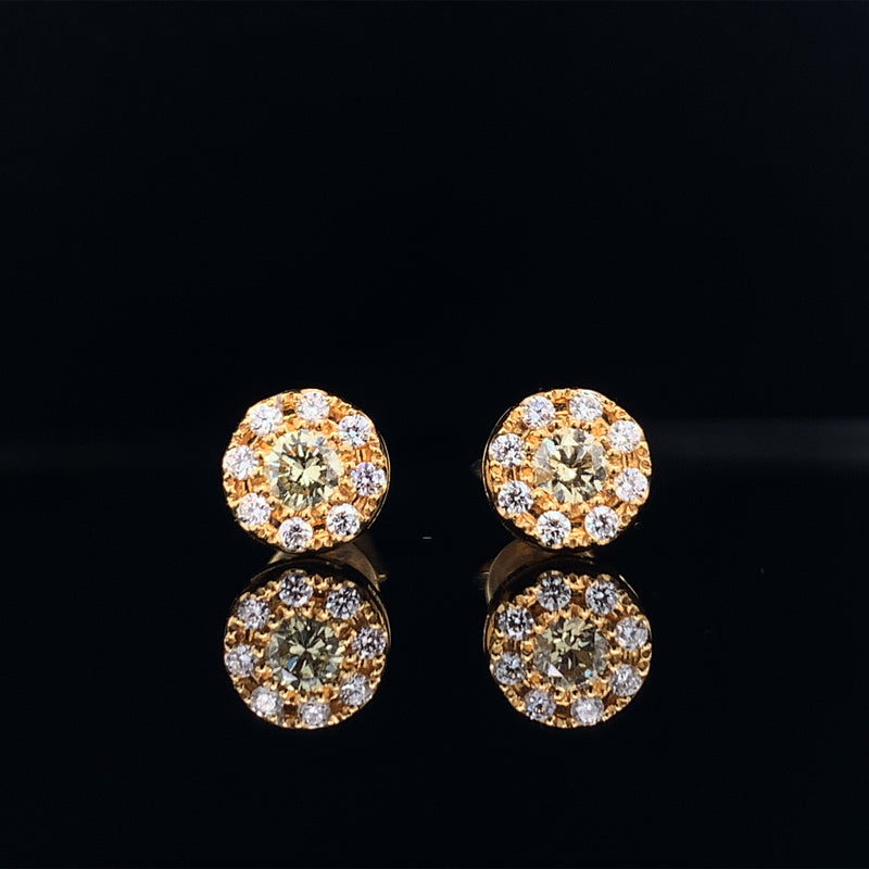 18k rose gold coloured diamond stud earrings