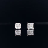 18k white gold princess cut diamond stud earrings