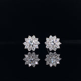 18k white gold diamond sunflower earrings