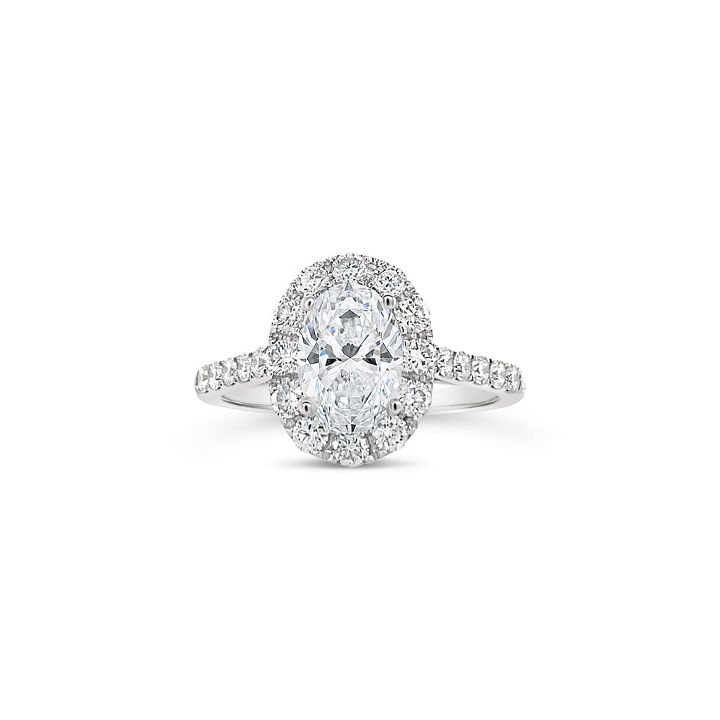 Classic oval halo engagement ring