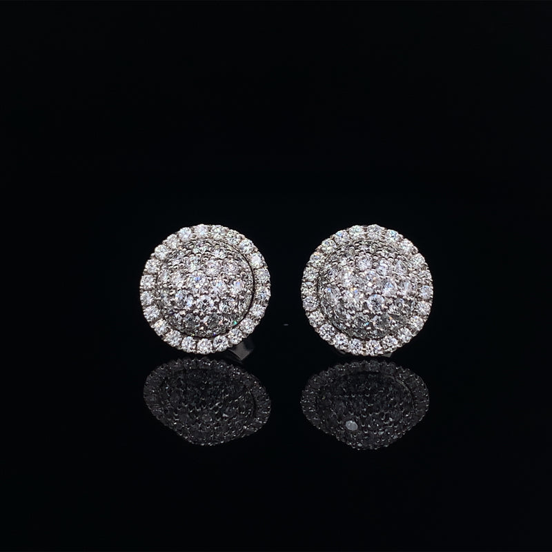 18k white gold diamond globe earrings