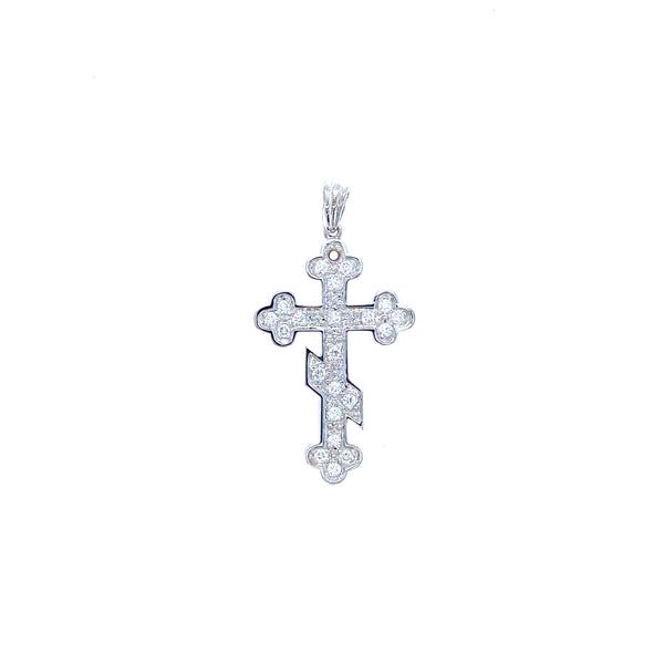 18k white gold diamond cross pendant