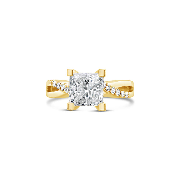 Princess Cut Twisted Shank Diamond Engagement Ring
