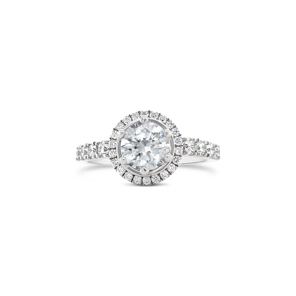 Classic round cut halo engagement ring