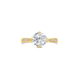 four prong tapered yellow gold diamond ring