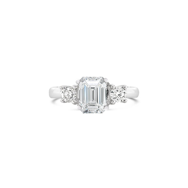Three Stone Emerald Cut Engagement Ring