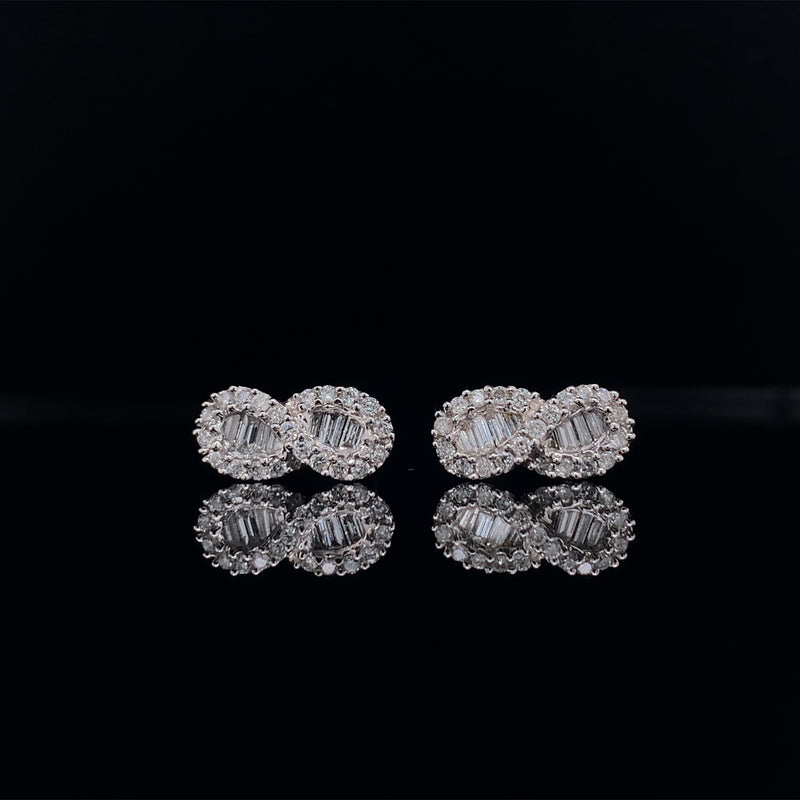18k white gold diamond infinity earrings