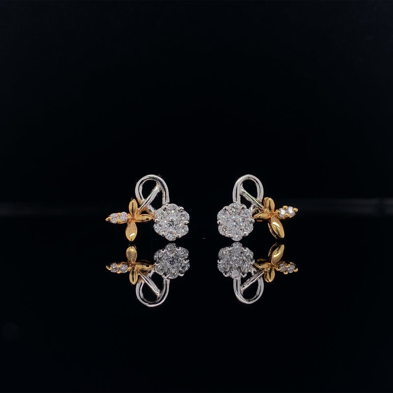 18k white gold floral bouquet diamond earrings